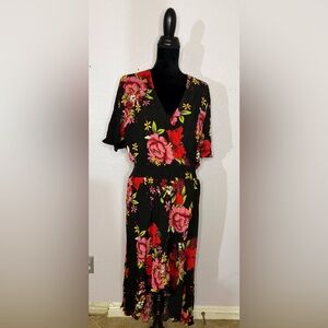BRAND NEW KorMei Black Floral High-Low Dress